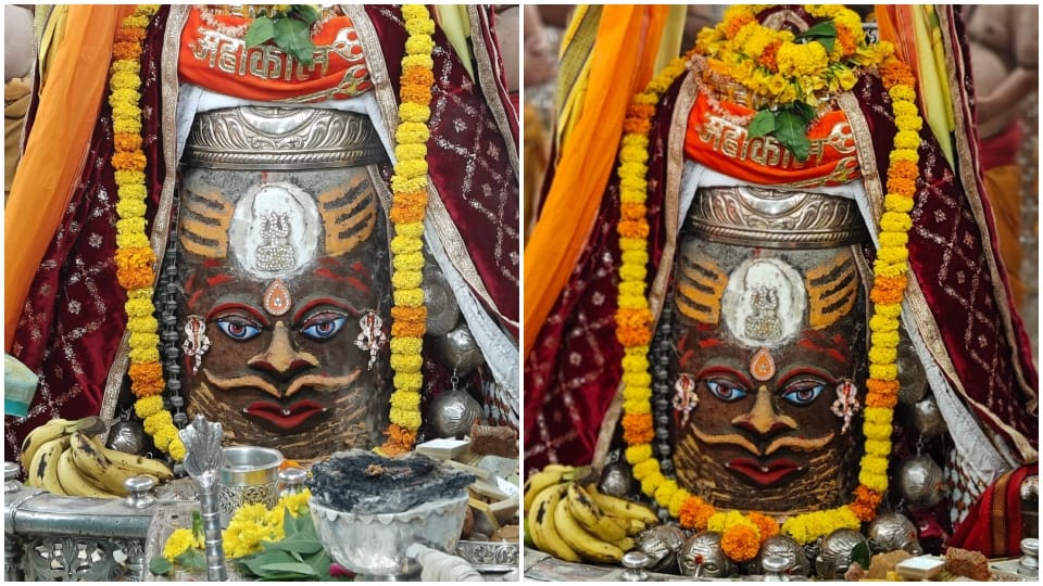 Ujjain: Baba Mahakal decorated with Tripund in Bhasma Aarti decorated in this form to bid farewell to Ganpati
