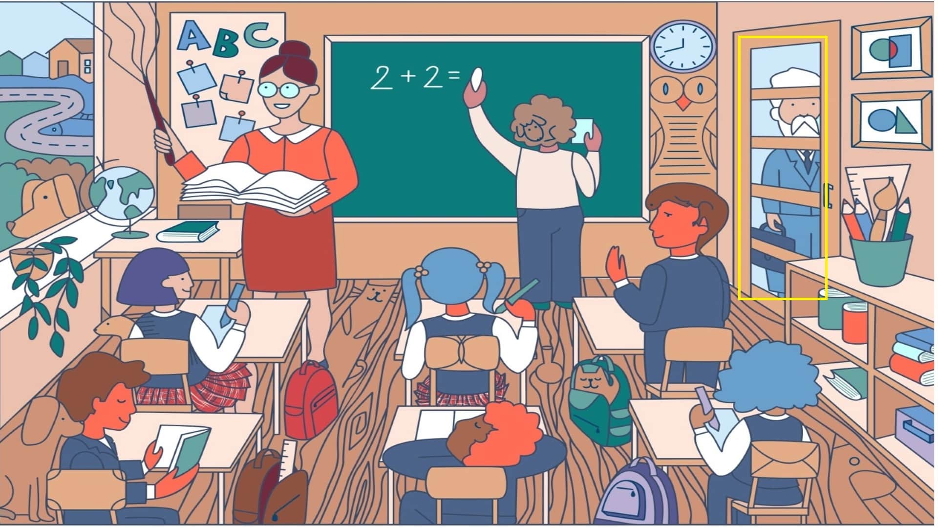 Optical Illusion: Can You Find Old Man Among Teacher Student in Classroom You Have only 5 minuts