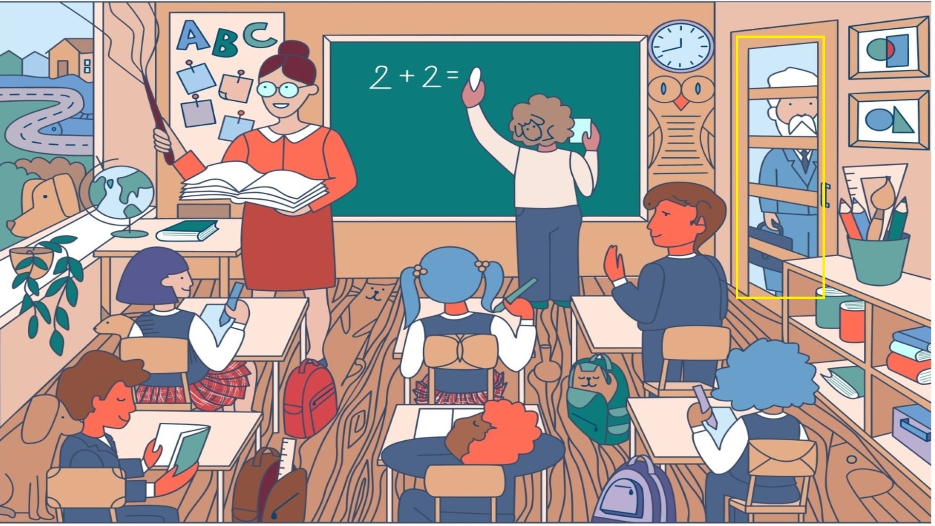 Optical Illusion: Can You Find Old Man Among Teacher Student in Classroom You Have only 5 minuts