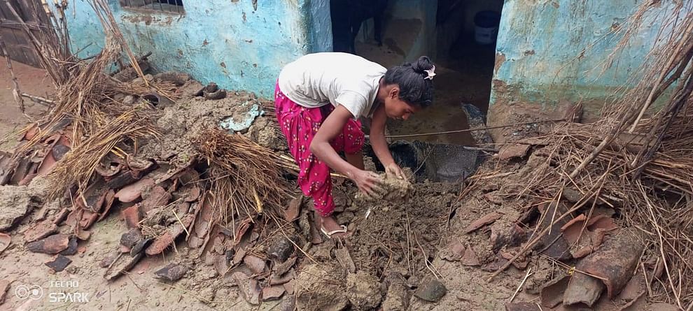 An old woman died due to roof collapse in heavy rain, waterlogging in school premises