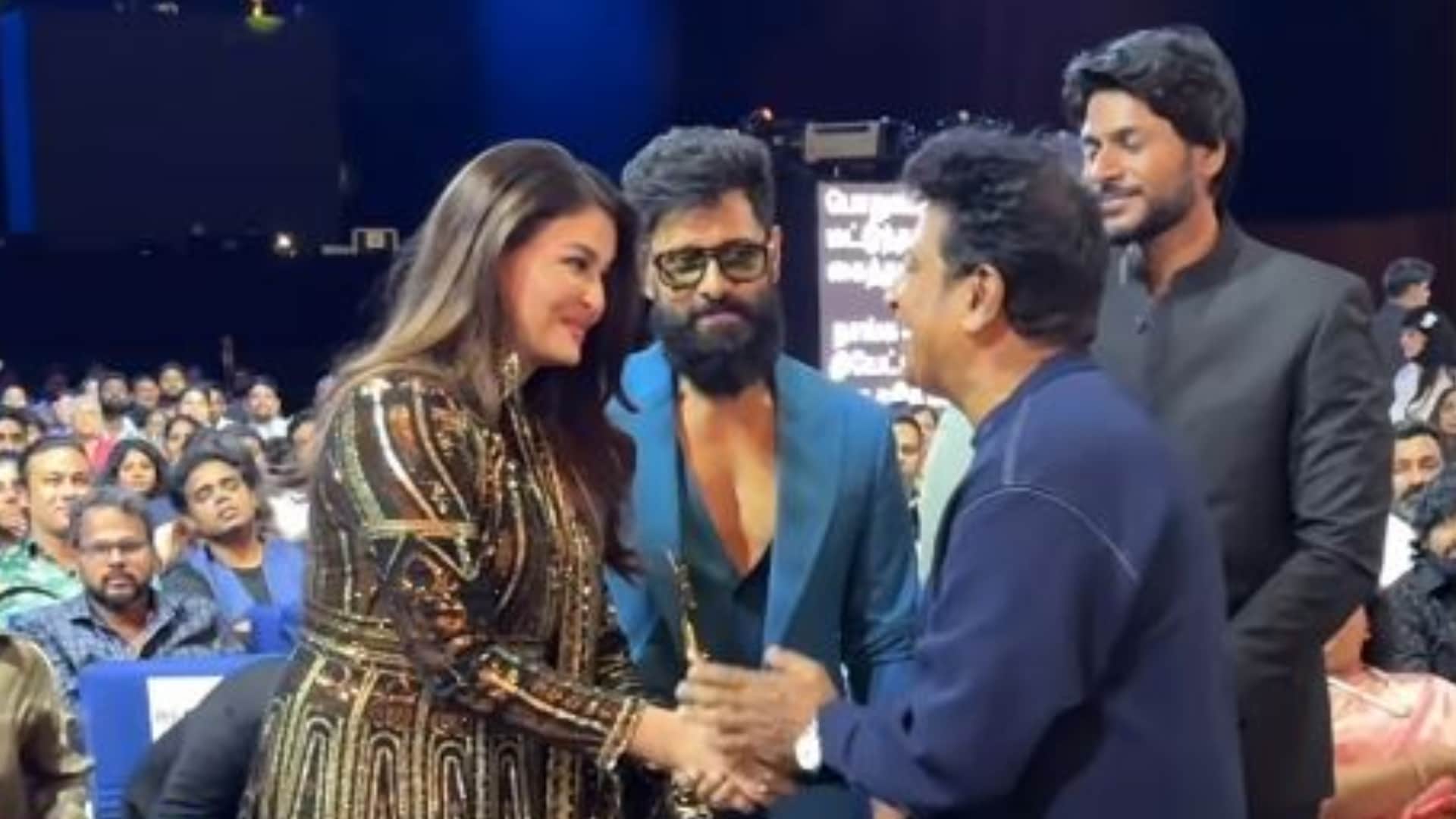 Aaradhya Bachchan take blessings from Shiva Rajkumar Aishwarya Rai reaction goes viral on social media