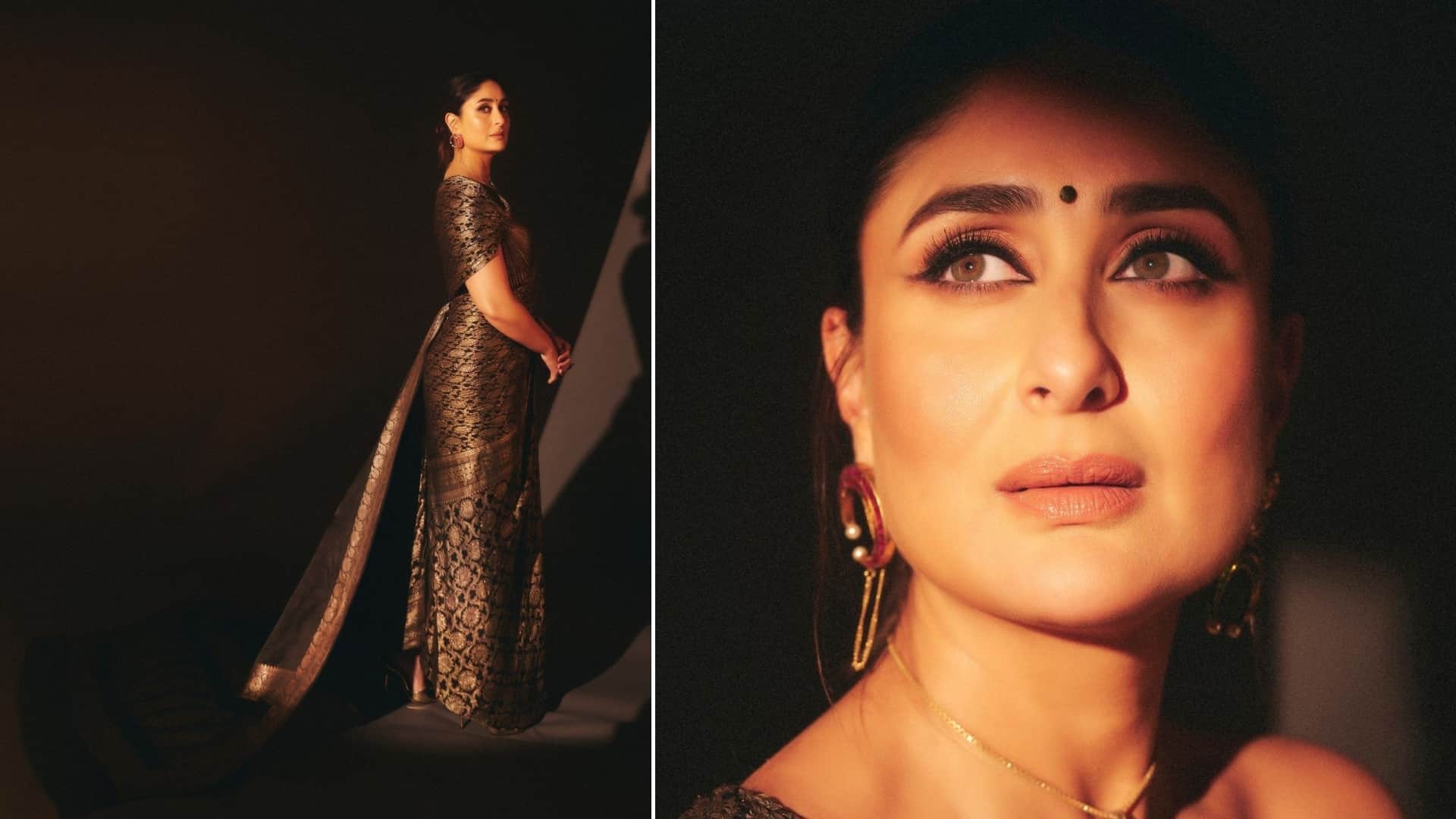 Kareena Kapoor looks beautiful in draped pleated vintage Banarasi saree fans says we love it