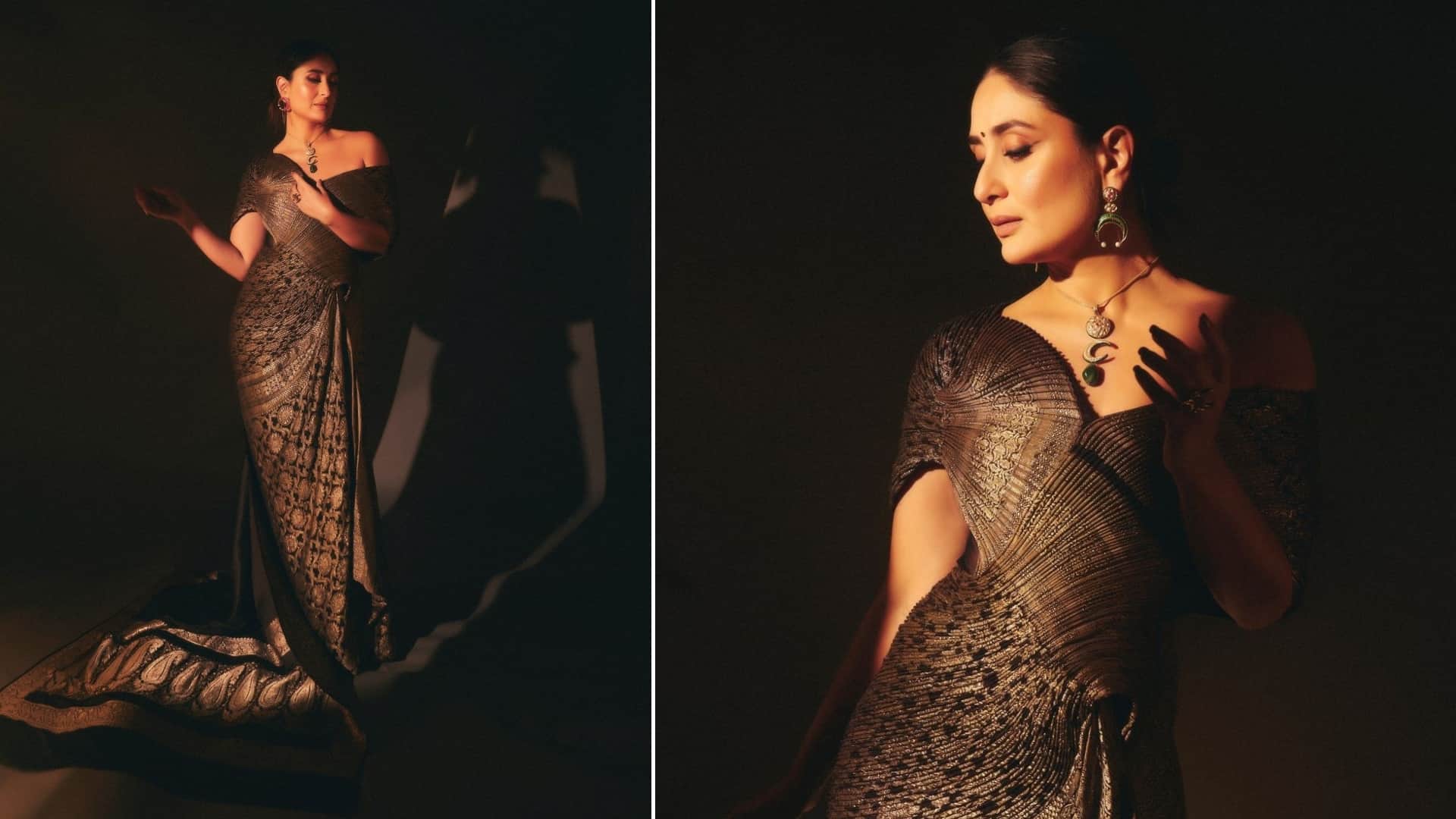 Kareena Kapoor looks beautiful in draped pleated vintage Banarasi saree fans says we love it