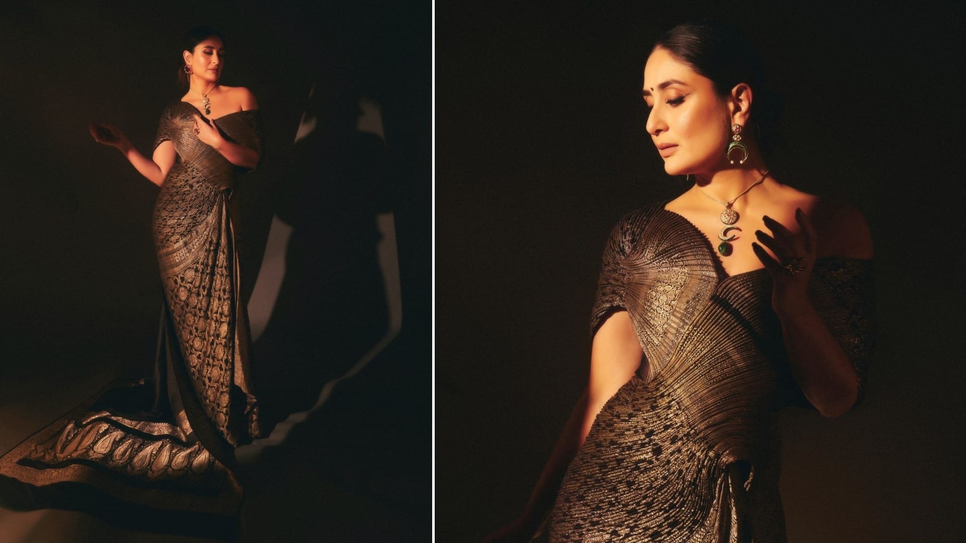 Kareena Kapoor looks beautiful in draped pleated vintage Banarasi saree fans says we love it