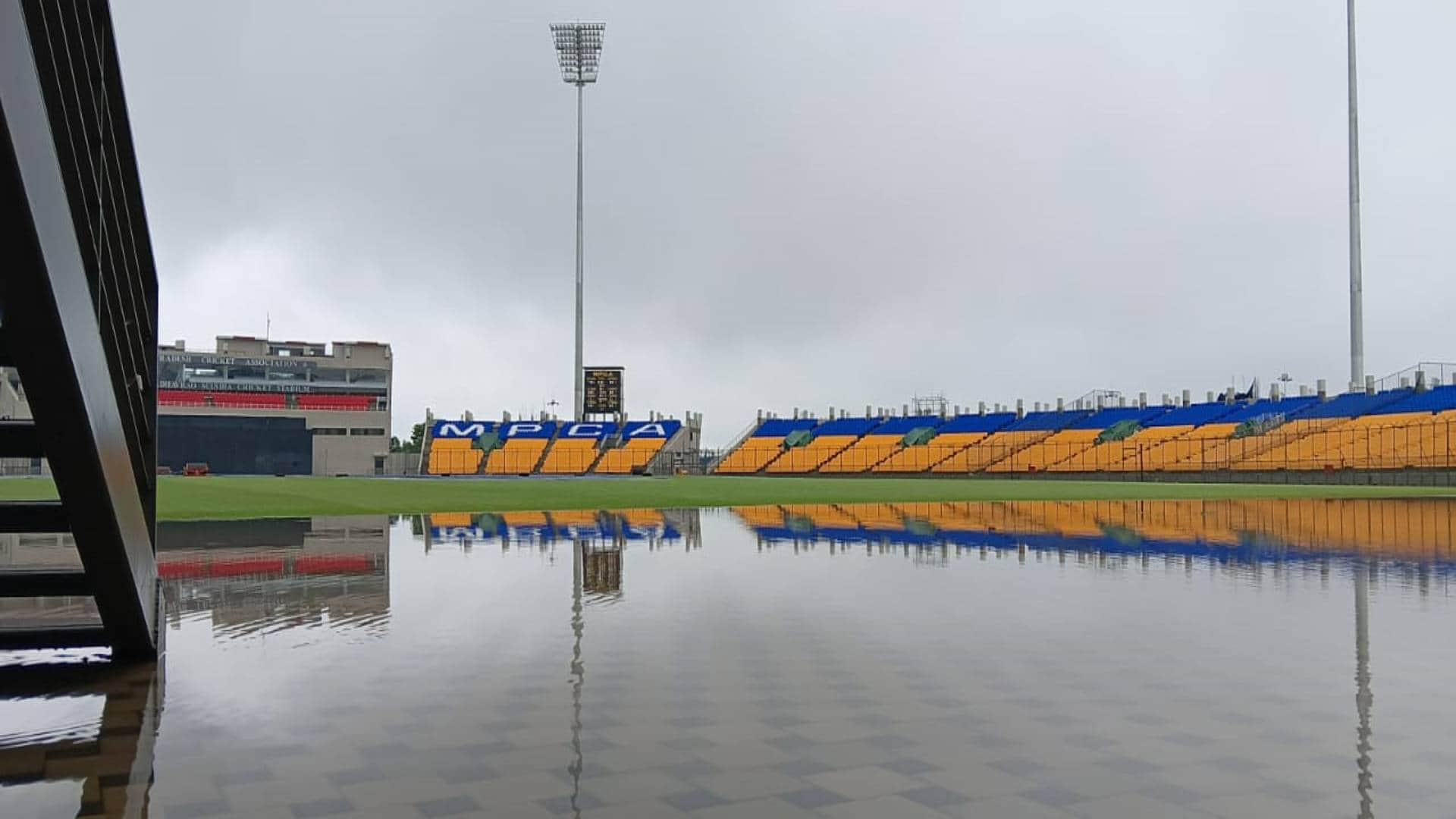 Gwalior Water filled in Madhavrao Scindia Stadium before International T20 to be held on October 6 Photos