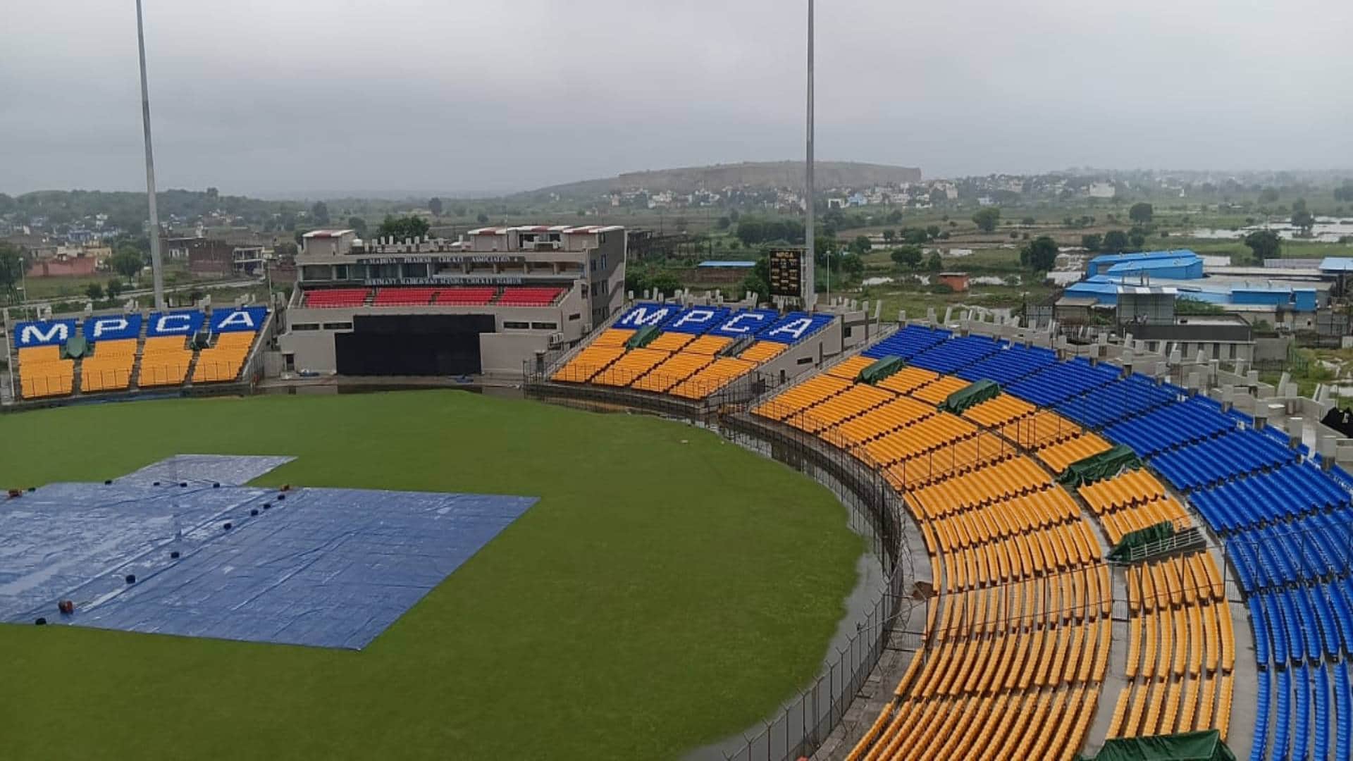 Gwalior Water filled in Madhavrao Scindia Stadium before International T20 to be held on October 6 Photos