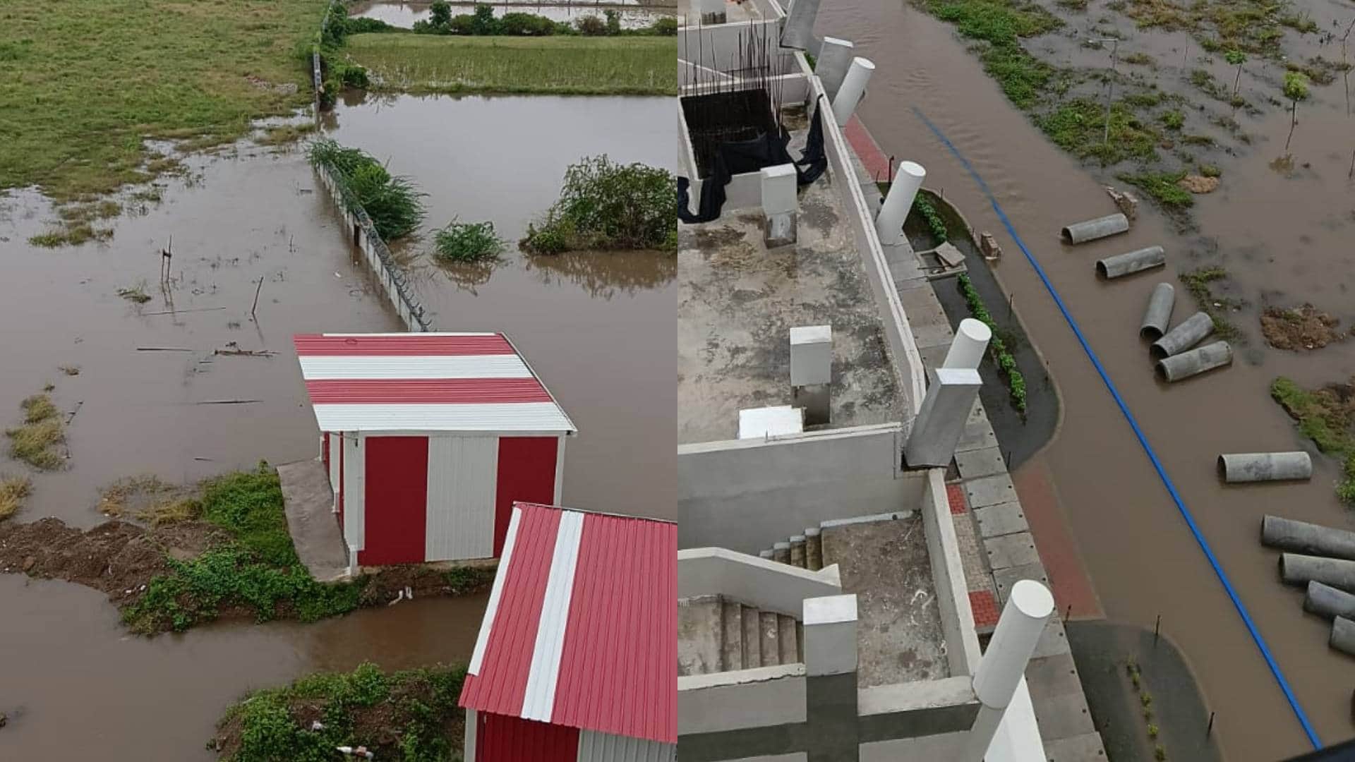 Gwalior Water filled in Madhavrao Scindia Stadium before International T20 to be held on October 6 Photos