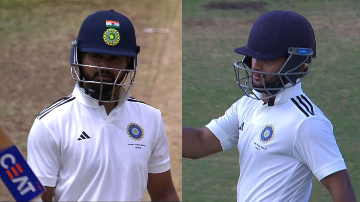 duleep trophy india a vs india c and india b vs india d scorecard updates shreyas iyer out on zero