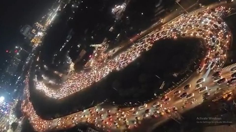 Traffic jam from Palm Olympia Society to Gaur City One