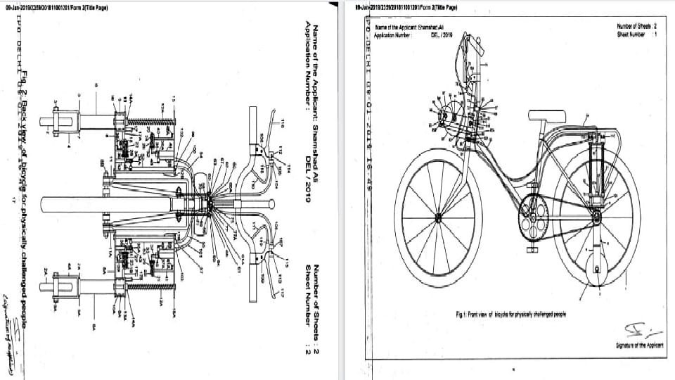 disabled people ride a bicycle without falling and being afraid