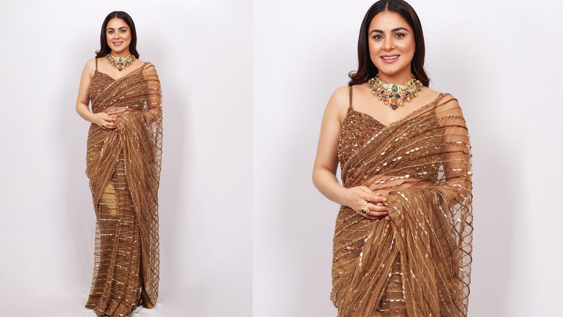 tv actress Shraddha Arya Saree Collection and beautiful blouse design 2024 disprj