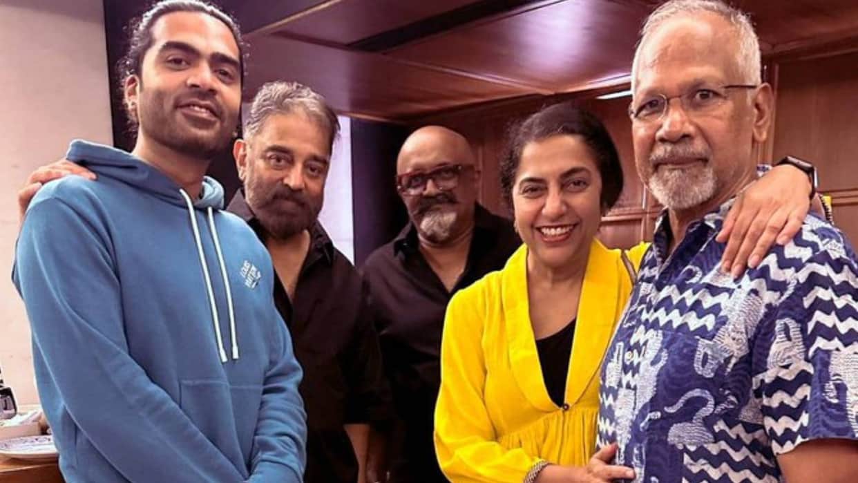 Thug Life shooting wraps kamal haasan poses with director mani ratnam and Silambarasan aka simbu pics viral