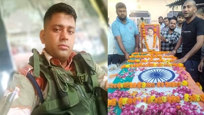 huge crowd gathered in Agra for last rites of ITBP jawan his five-year-old son lit funeral pyre