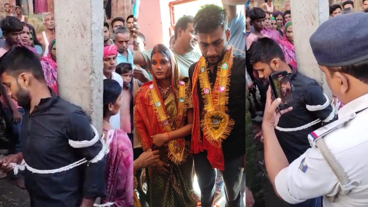 Bihar : Bihar police investigation after couple was tied an electric pole and beaten in Aurangabad.