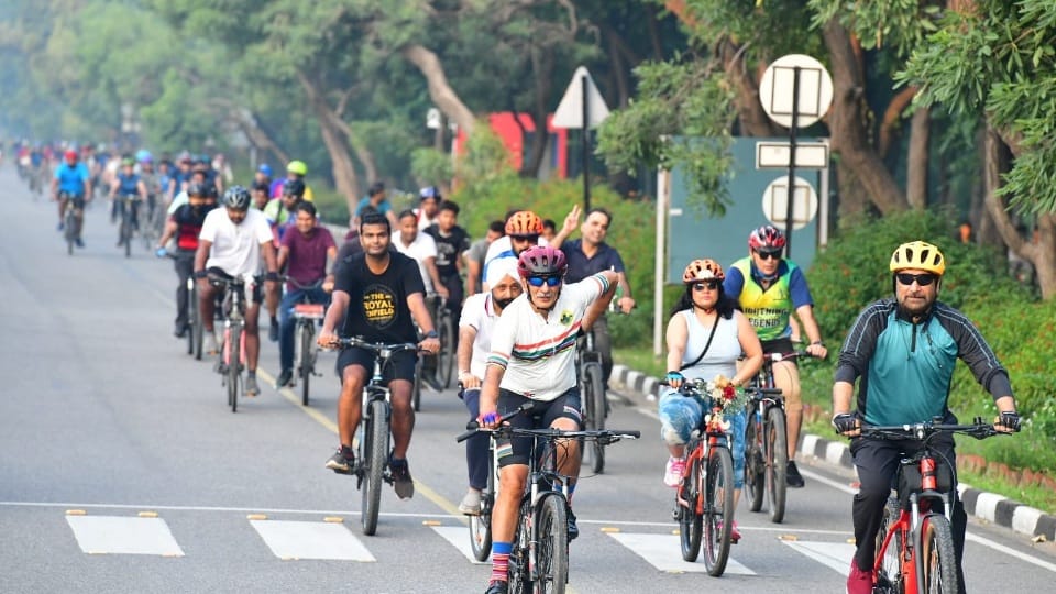 world car free day celebrating in Chandigarh cycle rally