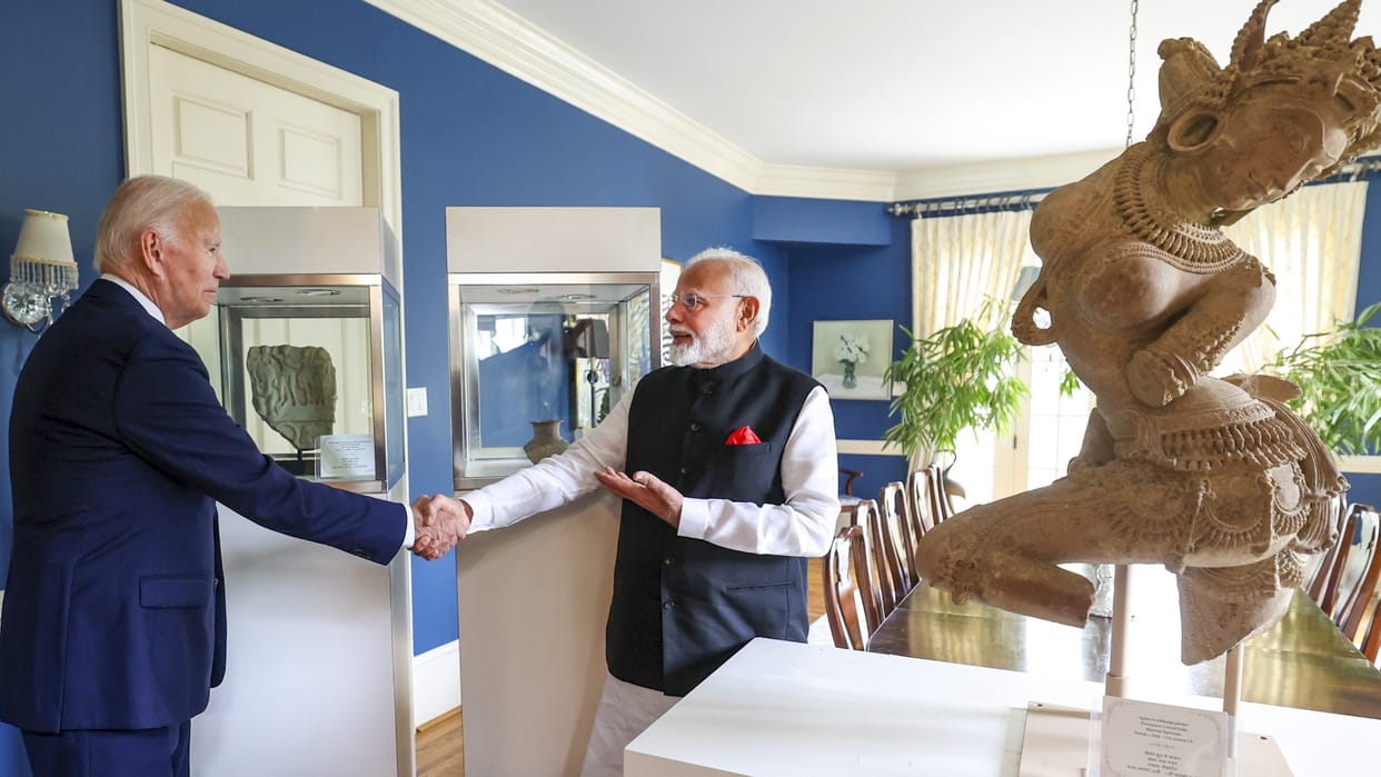 America returned 297 antiques to India during Prime Minister Modi's visit