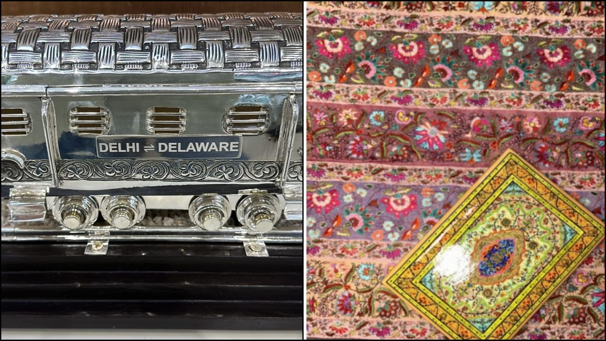 PM Modi gifted Pashmina Shawl to Jill Biden and antique silver hand-engraved train model to US President