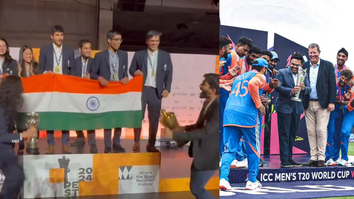 Chess Olympiad 2024 Winner Men and Women Trophy Celebration Viral Video Rohit Sharma T20 World Cup Style
