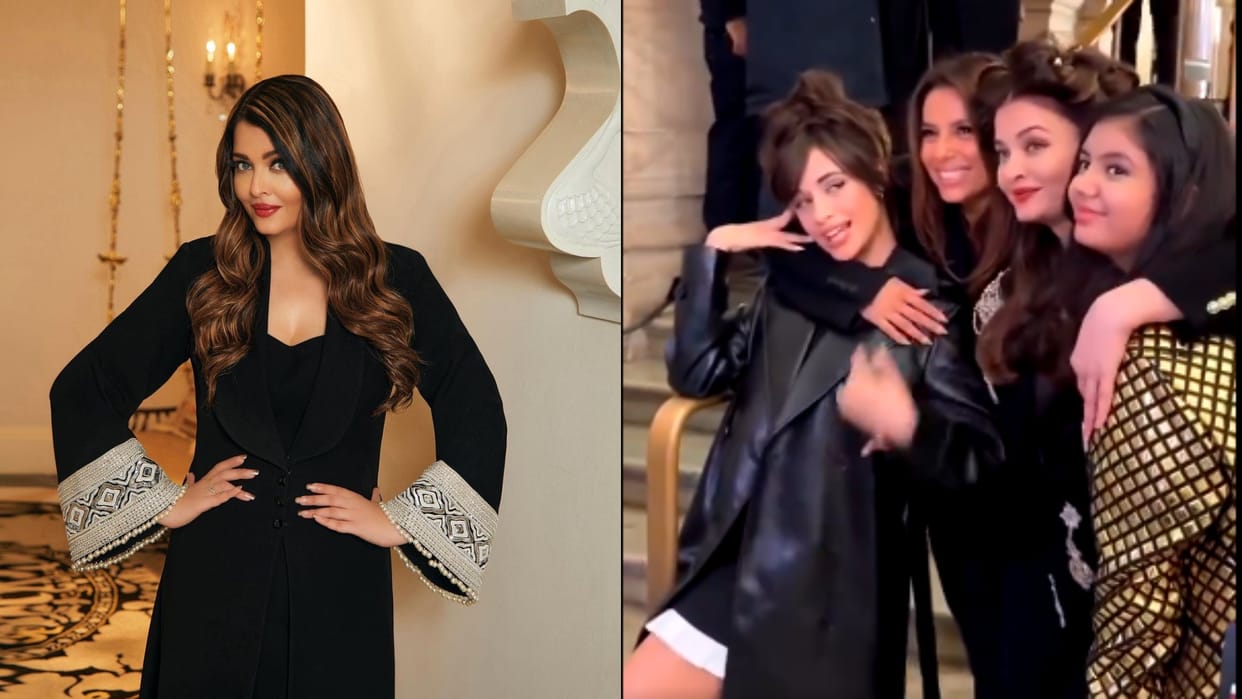 Aishwarya Rai Bachchan and her daughter Aaradhya bachchan spotted at Paris Fashion Week 2024 in black outfit