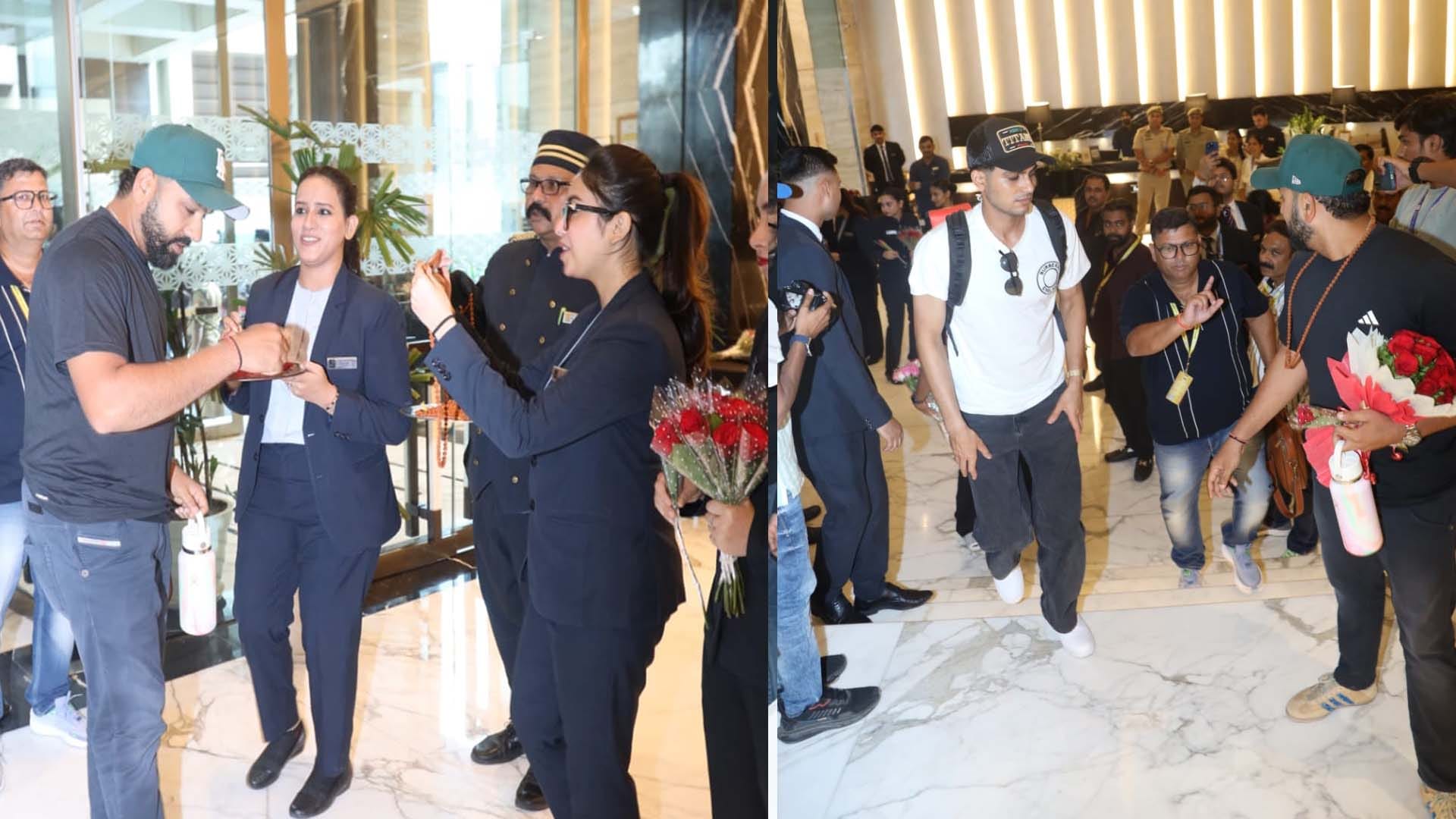 Test Match: Cricketers were welcomed by applying Tilak and wearing Rudraksha garland amidst Ramadhun