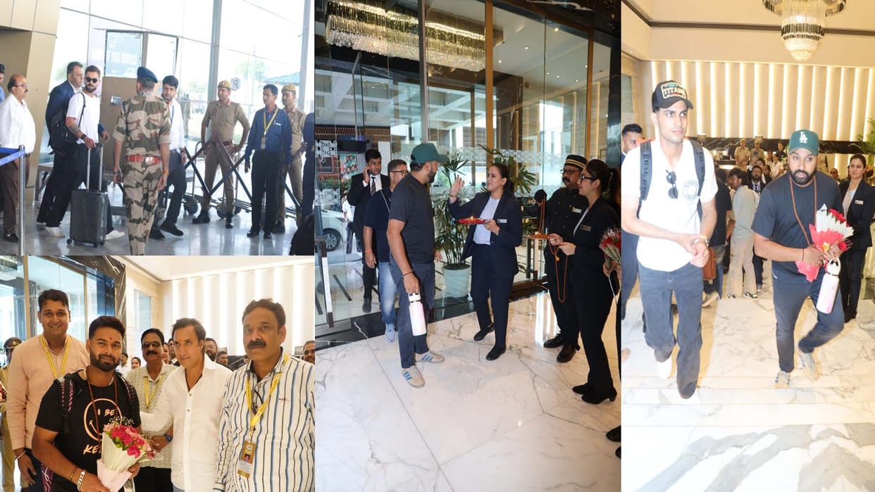 Test Match: Cricketers were welcomed by applying Tilak and wearing Rudraksha garland amidst Ramadhun