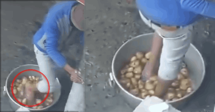 Viral Video Samosas are being made by crushing potatoes with feet wearing dirty slippers