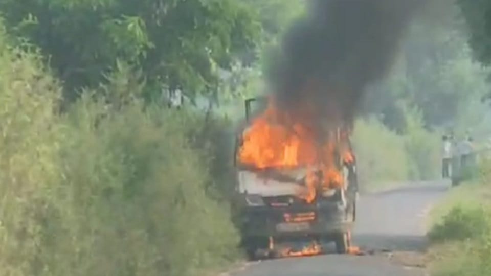 Fire broke out in the van of Bal Vikas Unique Inter National School