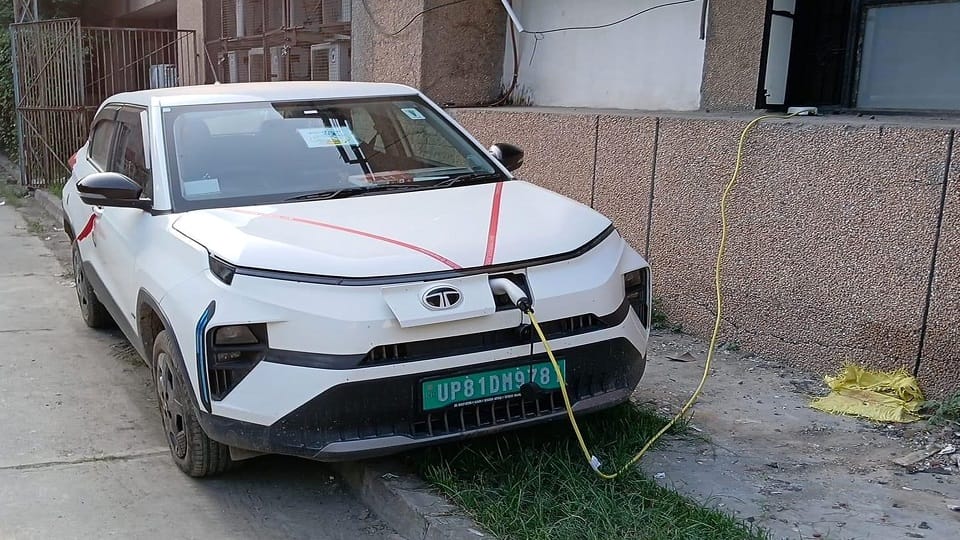 Photo of EV car charging in DeenDayal hospital goes viral
