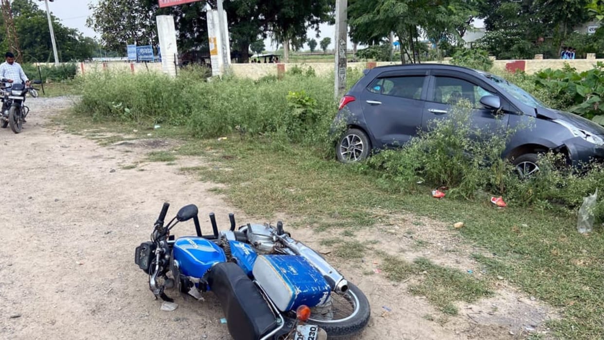 A high speed car hit a bike in Ajmer