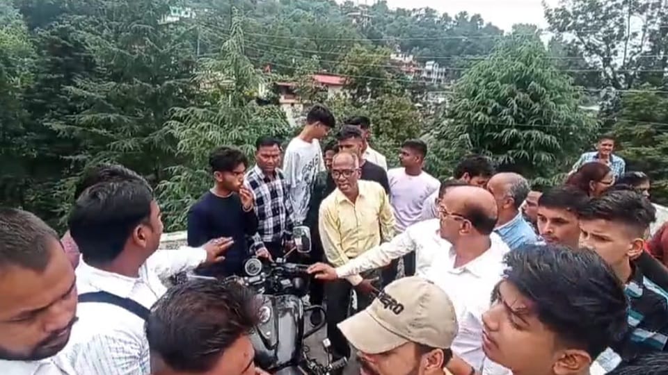 Teacher falls into lake after being hit by speeding bike rider in bhimtal