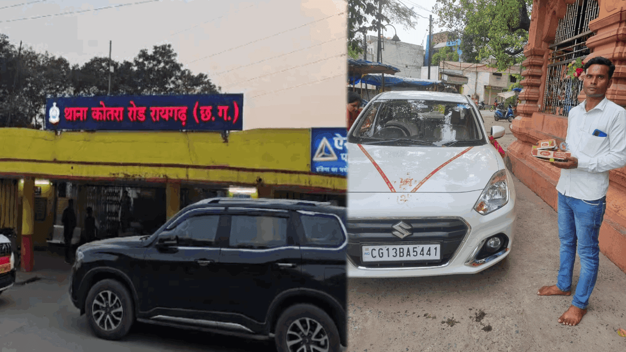 car theft incident come to light in Raigarh and driver injured