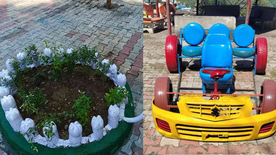 Uttarkashi Waste Wonder Park decoration with waste Material See beautiful Photos
