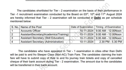 CBSE Recruitment Examination 2024: Tier 2 Papers Schedule And Pattern out, check details