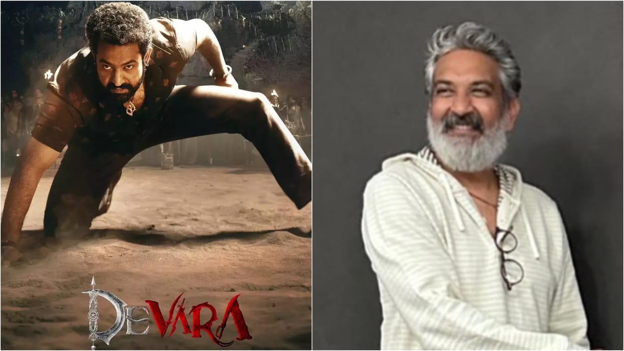 Director SS Rajamouli arrives to watch first day first show of Jr NTR Janhvi Kapoor Movie Devara in Hyderabad