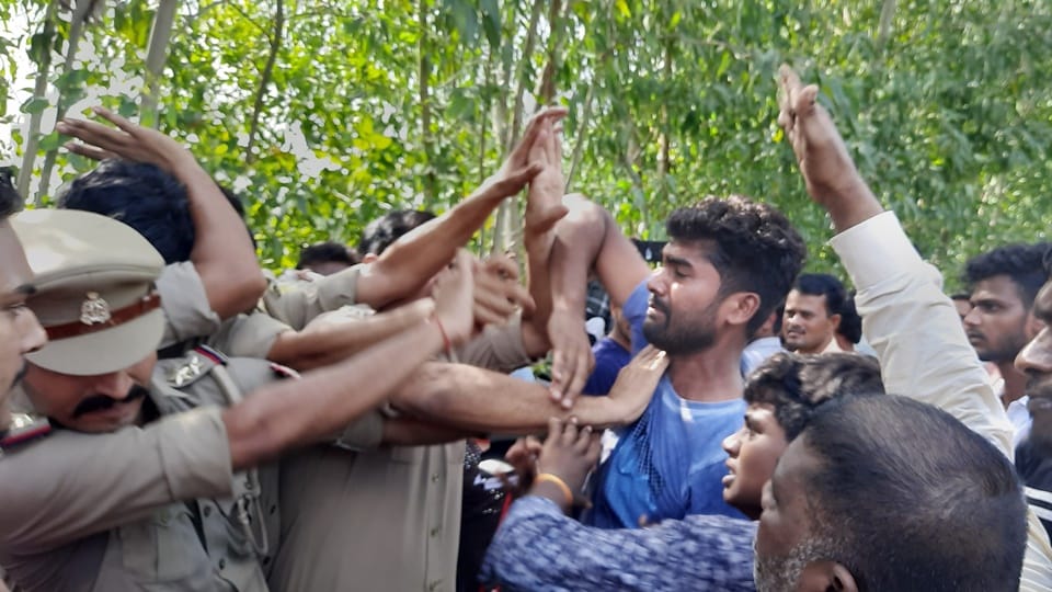 Five hours of uproar in Moradabad Crowd pelted stones on policemen after death of a youth see photos