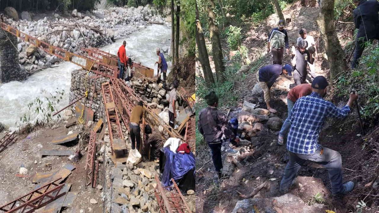 Kedarnath yatra route Work on pedestrian bypass started again in Sonprayag relief from landslide zone