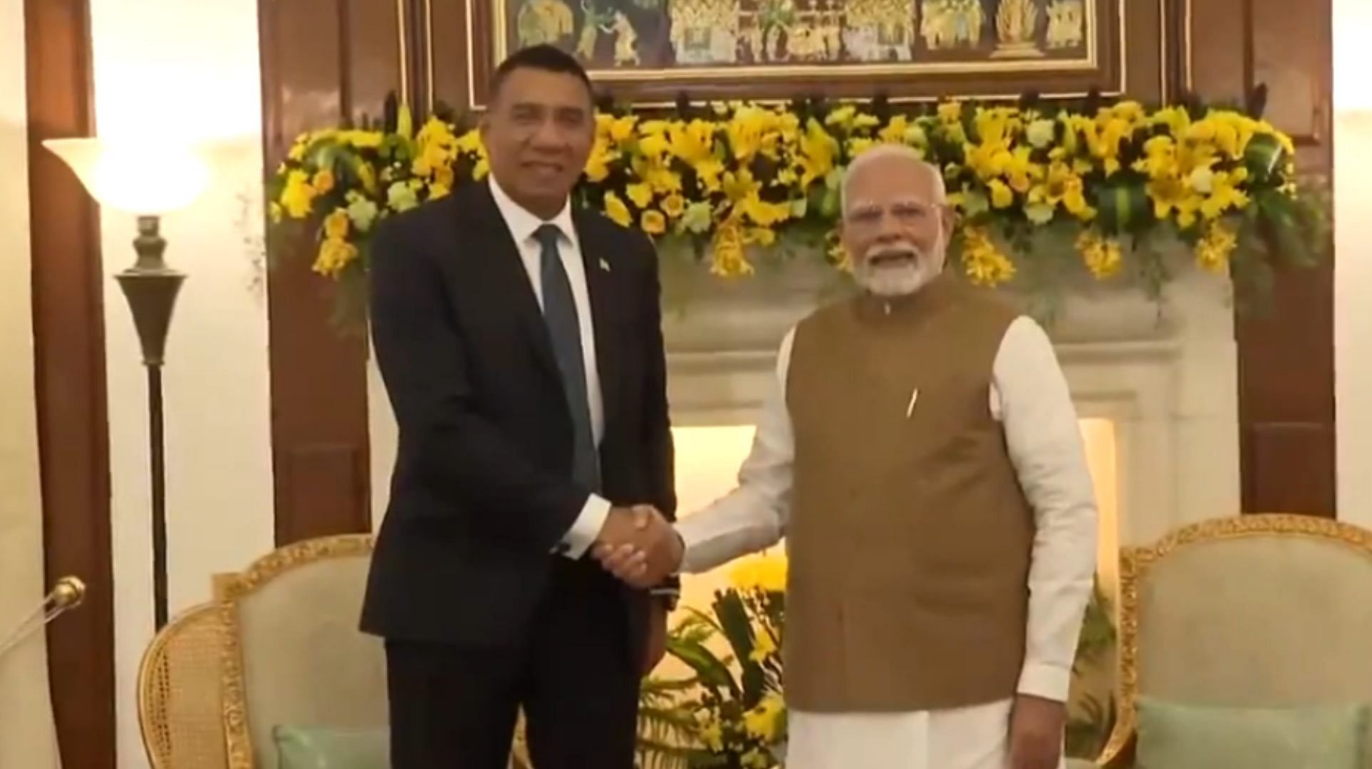 Pm Modi Meets Jamaican Counterpart Andrew Holness At Hyderabad House In  Delhi News In Hindi - Amar Ujala Hindi News Live - Jamaican Pm Visit:प्रधानमंत्री  मोदी से मिले जमैका के पीएम होलनेस;