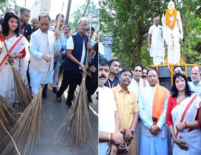 सीएम विष्णुदेव साय ने महात्मा गांधी की प्रतिमा पर किया माल्यार्पण