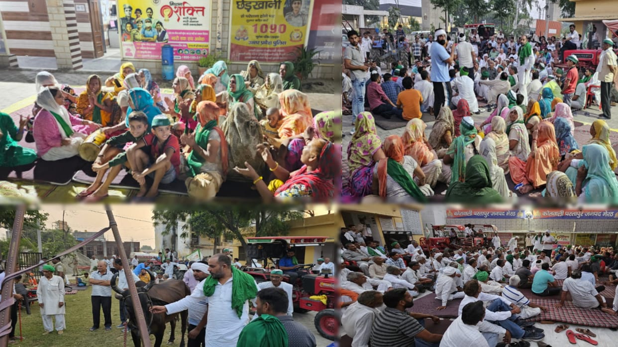 BKU Protest: Farmers protest continues on the sixth day, women played dholak and did kirtan in police station