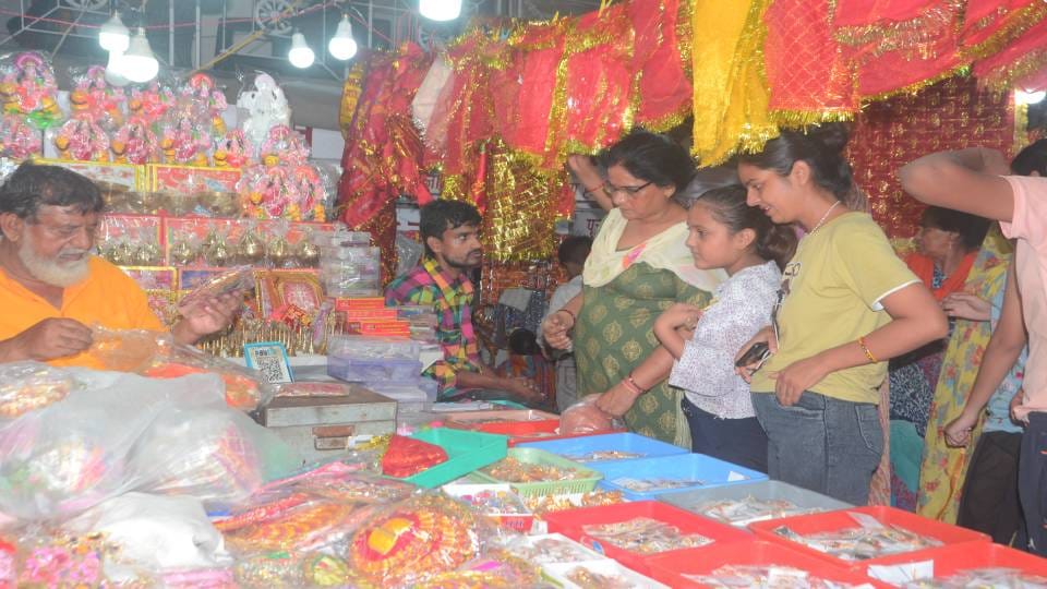 high demand for cowrie shell design skirt and kurtis along with sharara in market In view of Navratri festival