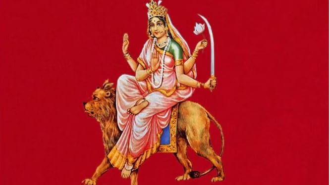 Happy Shardiya Navratri 2024 Day 6 Wishes Maa Katyayani Mantra Shloka Images Colour Status In hindi