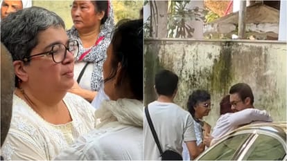 Aamir Khan Junaid attend last rites of Reena Dutta father and kiran rao also offer her condolences to reena