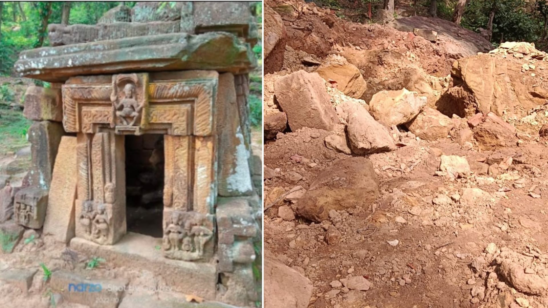 सीधी में प्राचीन मंदिर मलबे के रूप में बदल गया।