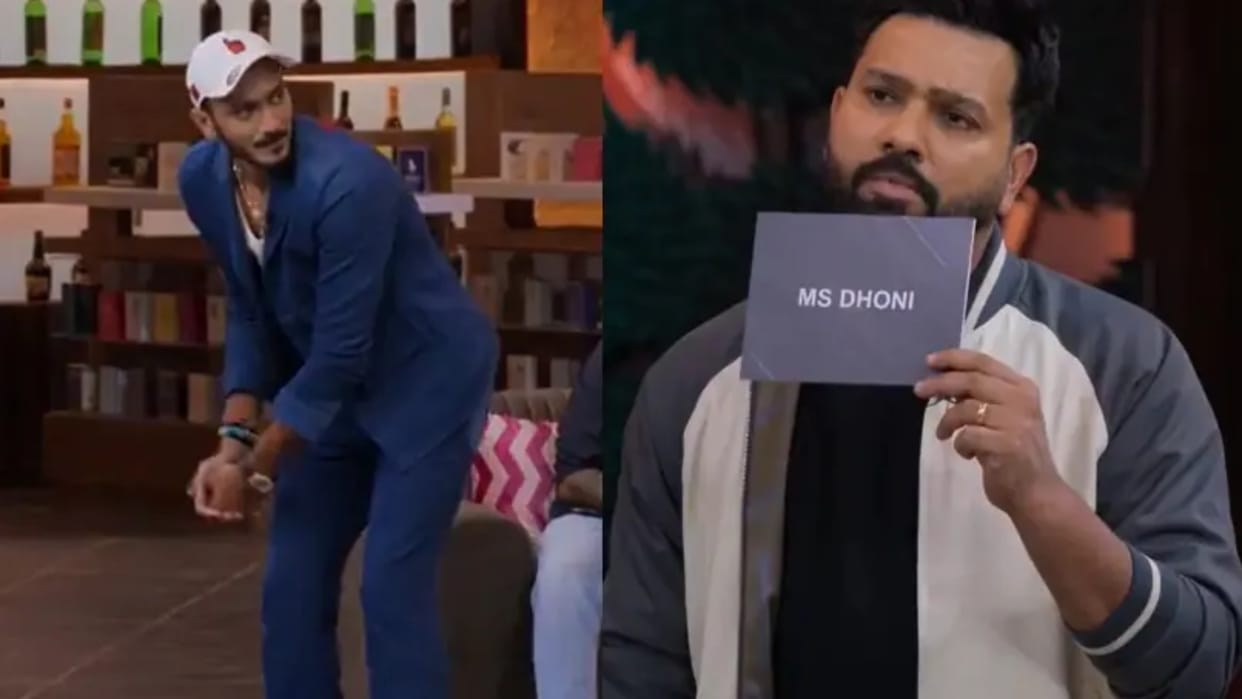 VIDEO: 'Helicopter Ghuma', Axar Patel could not copy Dhoni's shot, Rohit Sharma and Suryakumar in comedy show