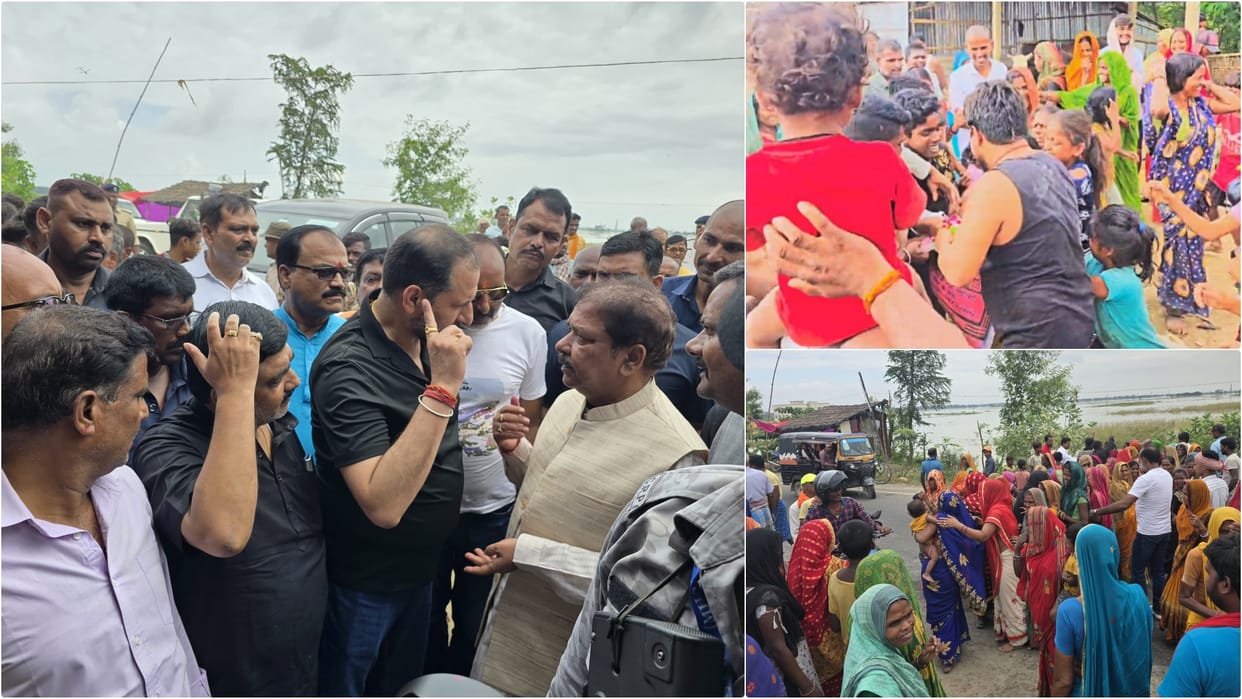 Bihar: Flood victims in Saharsa surrounded Minister Dilip Jaiswal, Neeraj kumar Babloo, looted relief material
