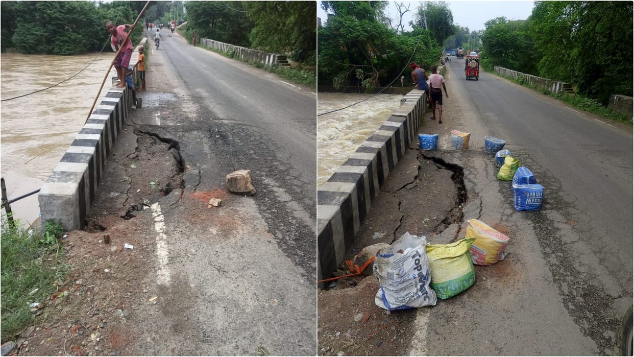 Bihar News: 100 year old culvert collapsed in Munger, road construction department started repair work