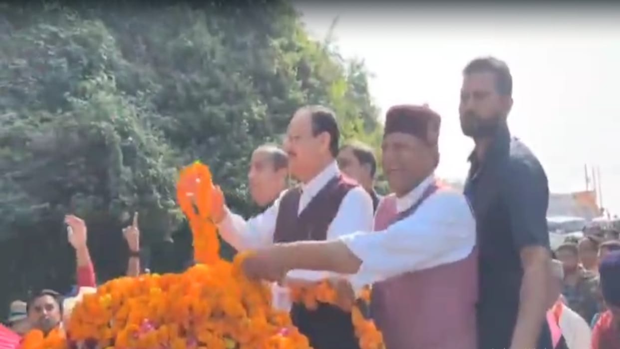 JP Nadda Nahan himachal visit, workers welcomed him with bike rally