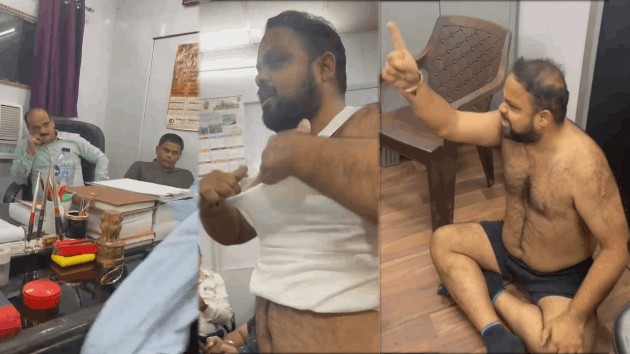 businessman took off his clothes in front of officer After reaching GST office in Ghaziabad Video