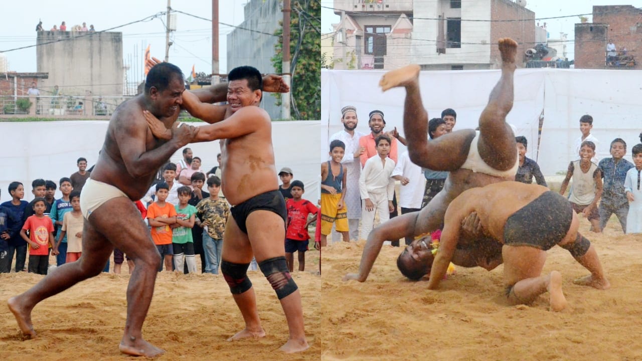Nepal wrestler Vasant defeated Himachal Badal in Bareilly Dangal