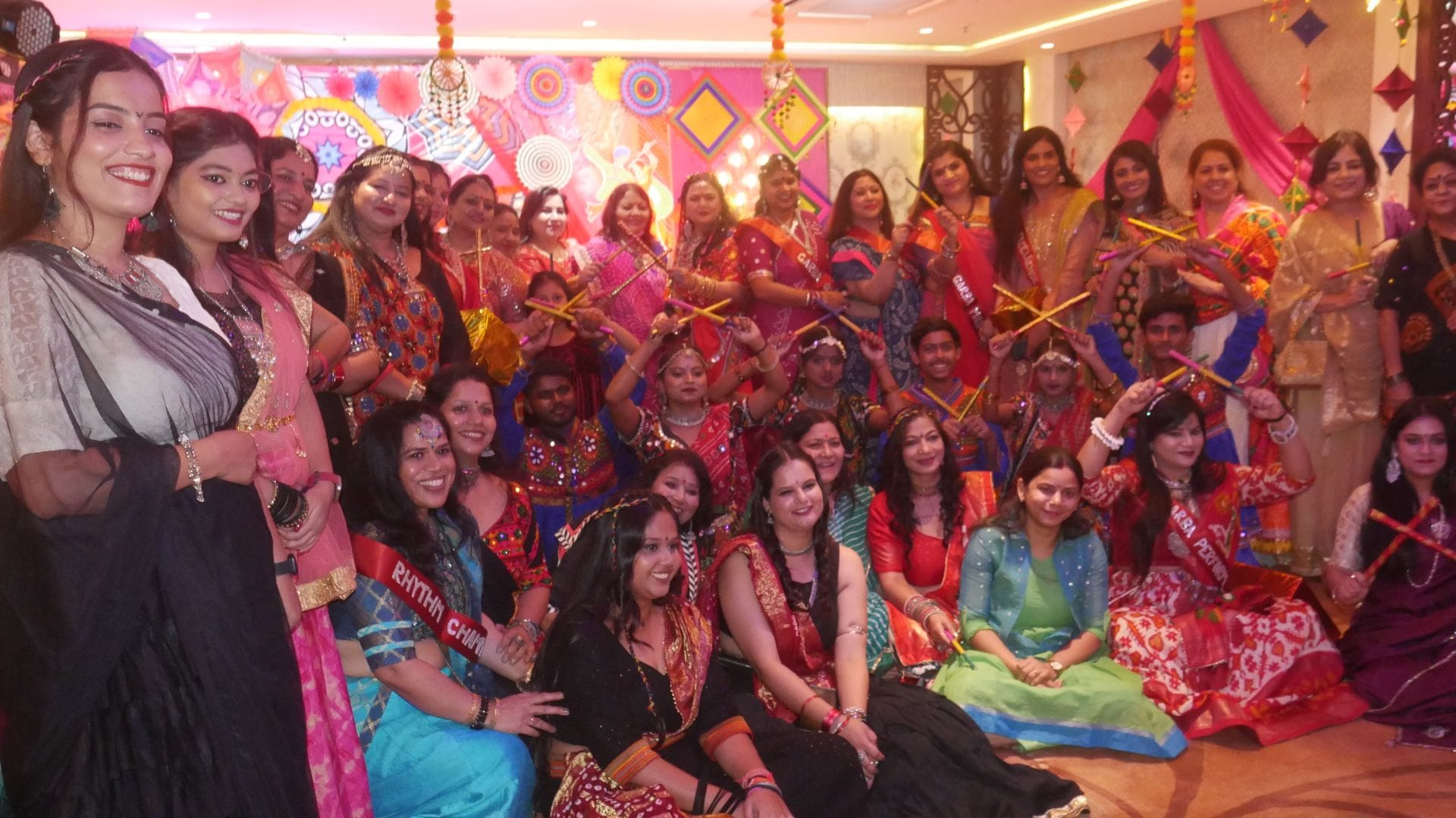 Navratri festival in Varanasi Youth perform dandiya and garba dances